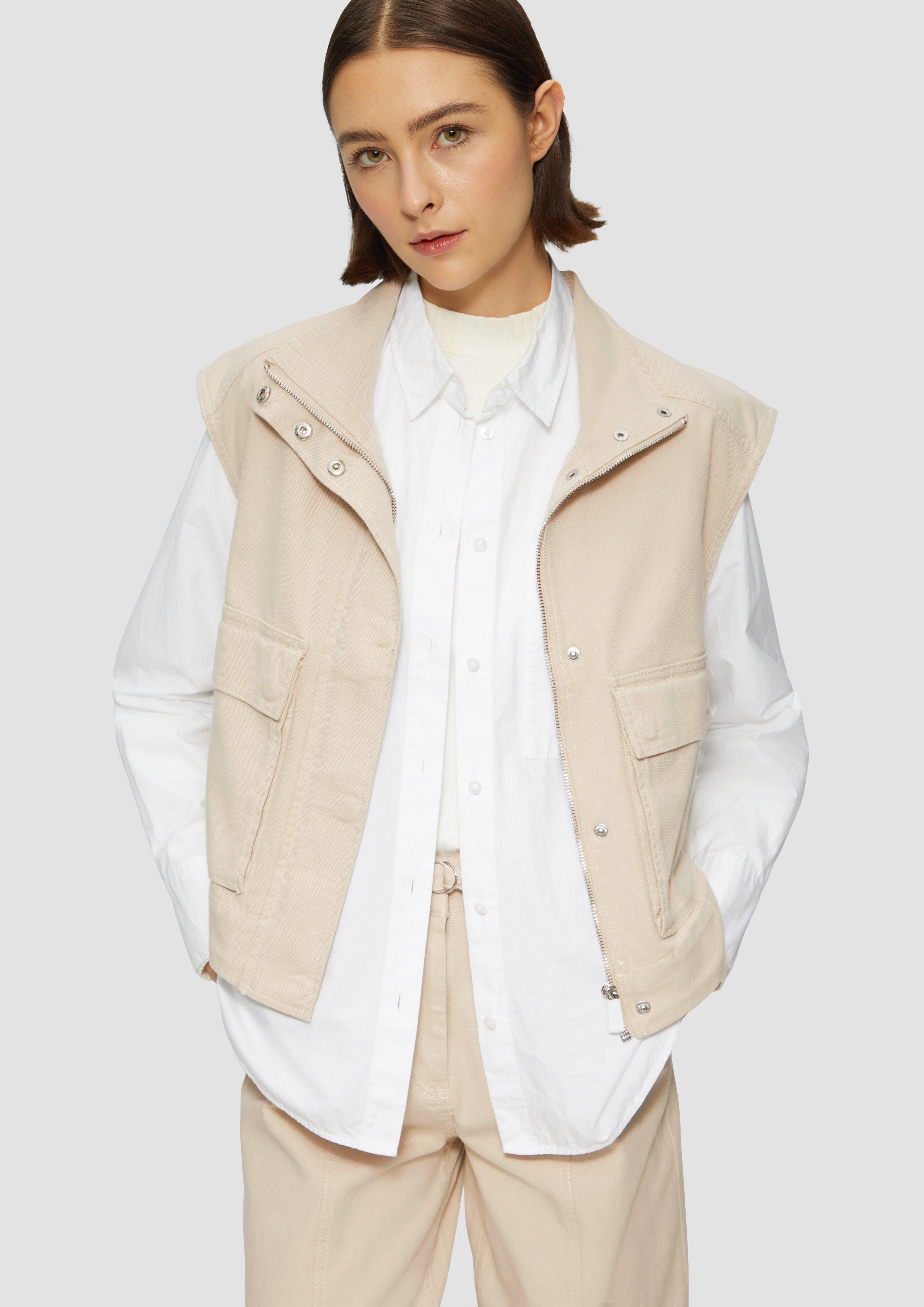 s.Oliver Strickweste Twill-Weste im Relaxed Fit günstig online kaufen
