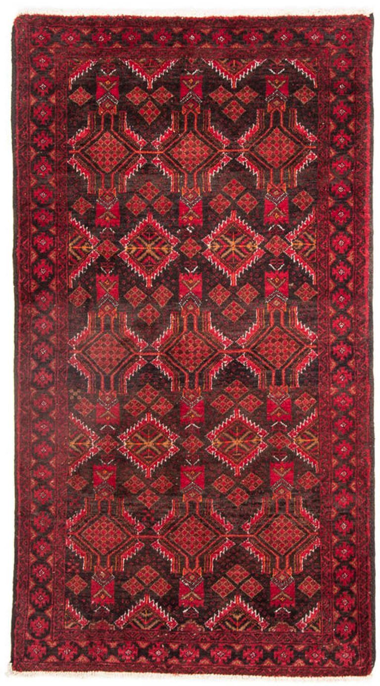 Hochflor-Läufer Belutsch Durchgemustert Rosso 191 x 102 cm, morgenland, rechteckig, Höhe: 8 mm, Handgeknüpft