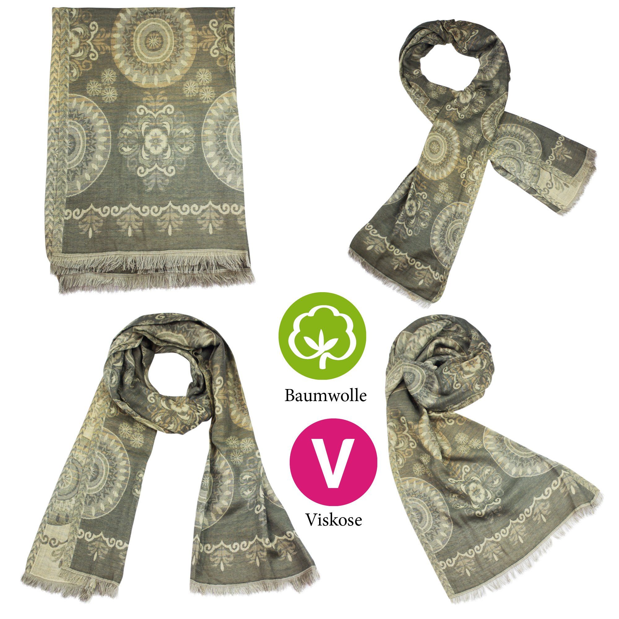 Sunsa Modetuch Winterschal Tuch/ Halstuch. Damen Schal, Mandala Design günstig online kaufen