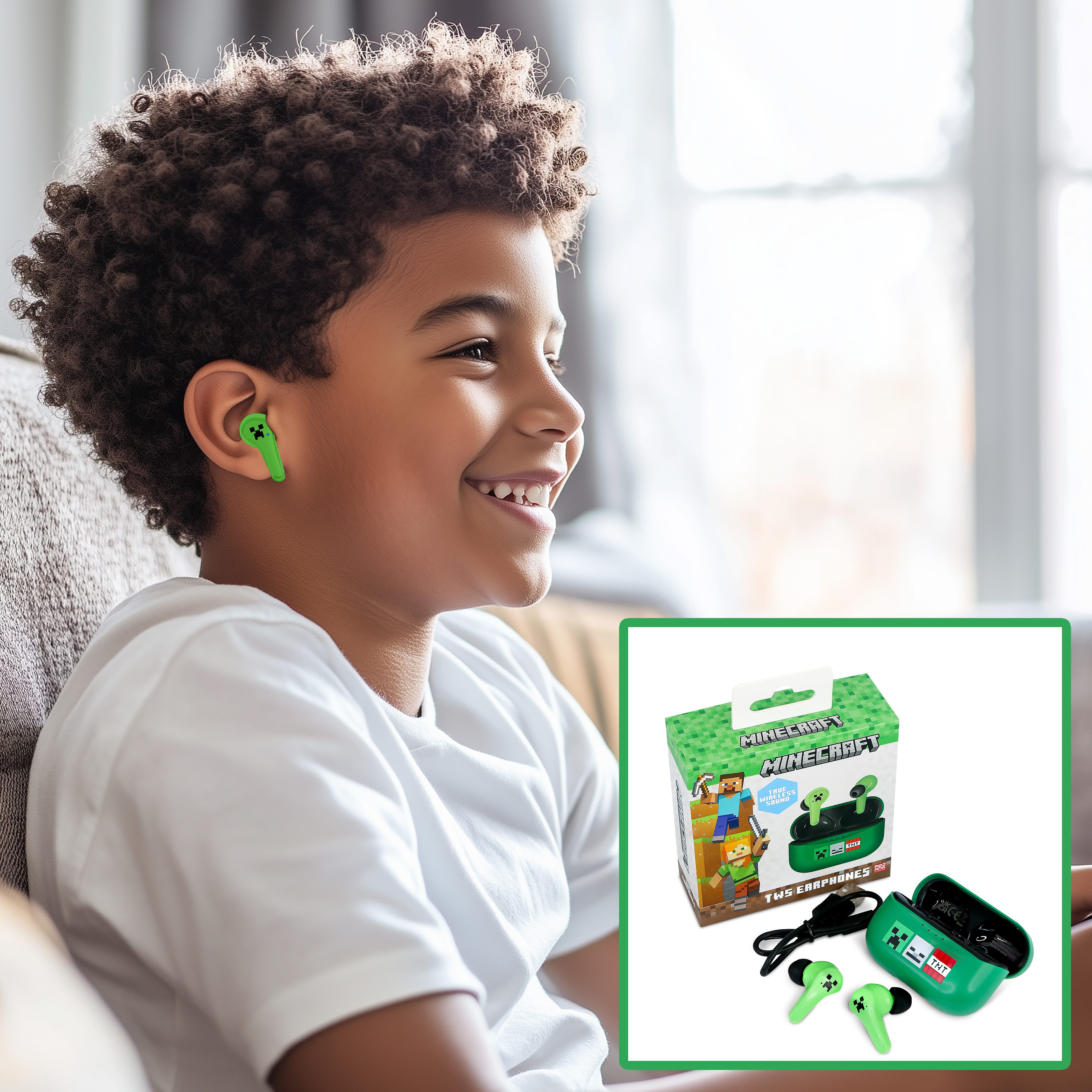 OTL Minecraft TWS Wireless Earbuds In-Ear-Kopfhörer (True Wireless Stereo (TWS)