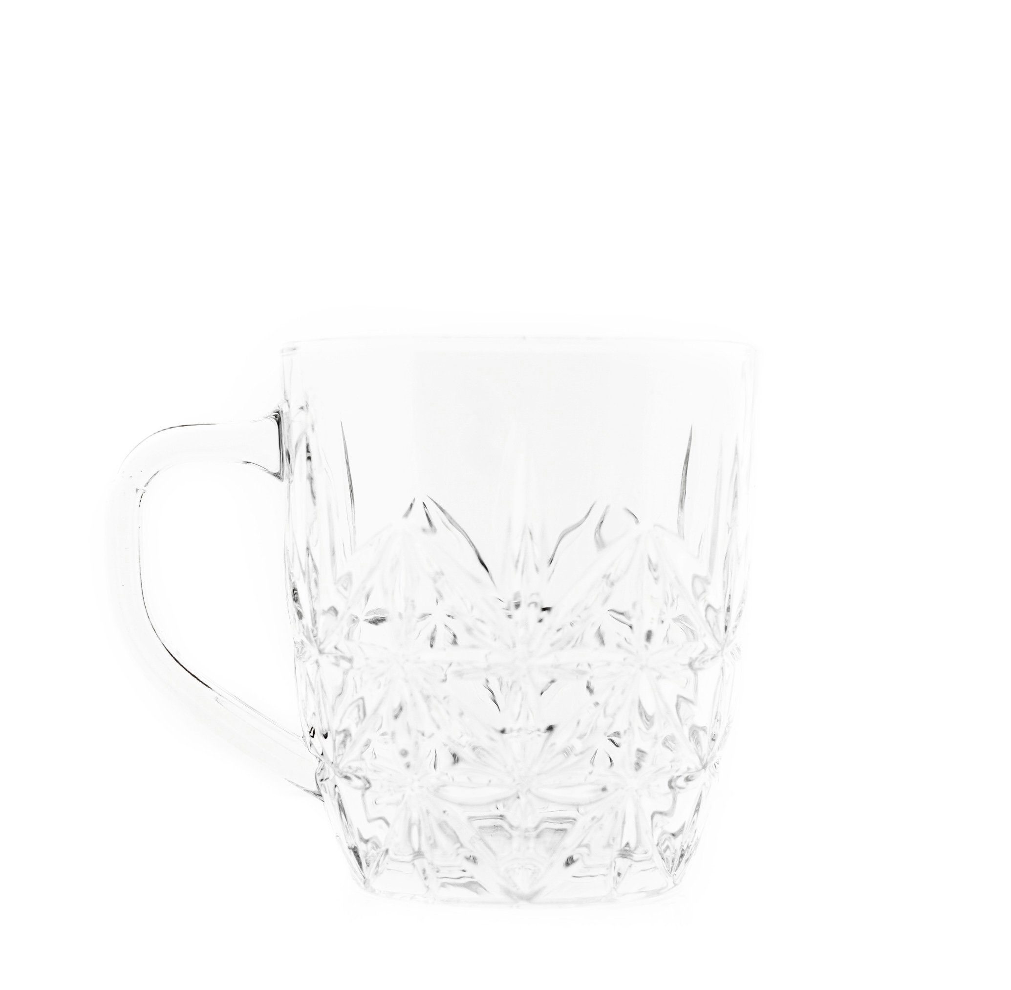 Almina Teeglas 6er-Gläser Set mit Henkel Teeglas Kaffeeglas Transparent mit Design, 6-tlg.