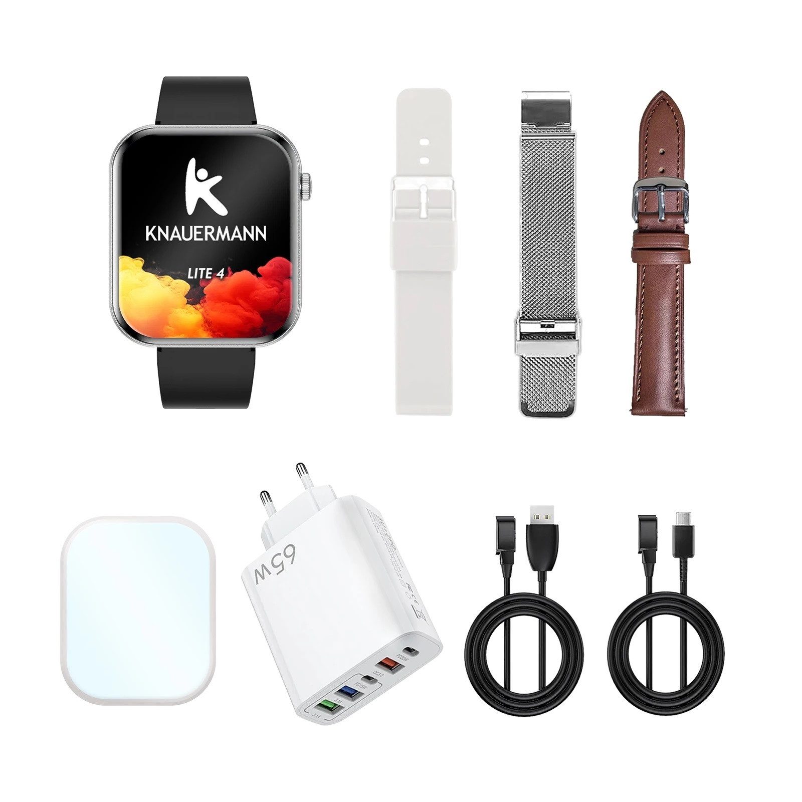 Knauermann Lite 4 (2026) - Premium Paket, eckig, gold, Gold Smartwatch
