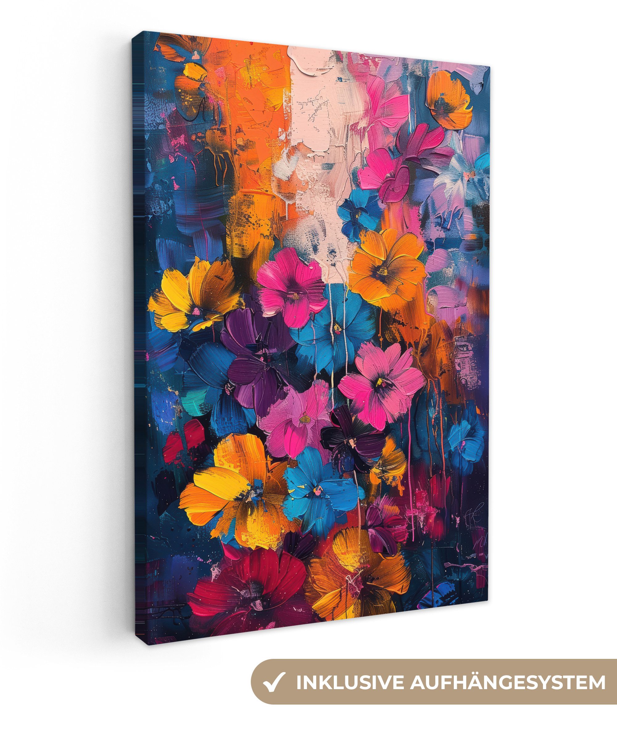OneMillionCanvasses® Leinwandbild Blumen - Bunt - Abstrakt - Modern, Fotodr günstig online kaufen