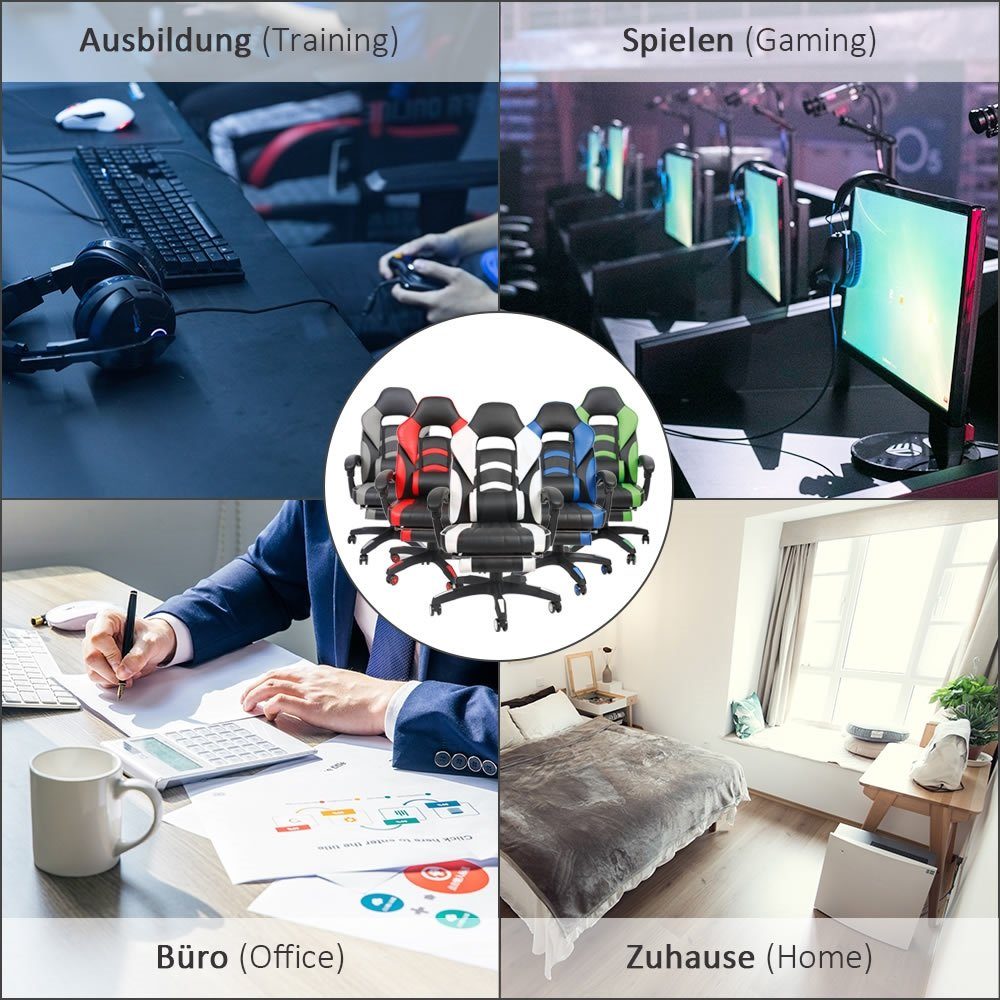 Melko Gaming-Stuhl Gamingstuhl Bürostuhl Computerstuhl Chefsessel Schreibtischstuhl (Stück)