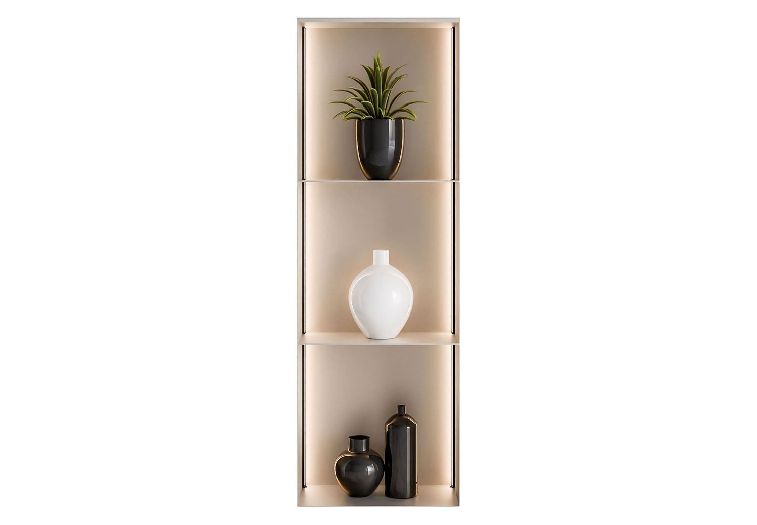 Lookway Regal QUADRO III aus Metall mit LED-Beleuchtung, 33x99x20 cm