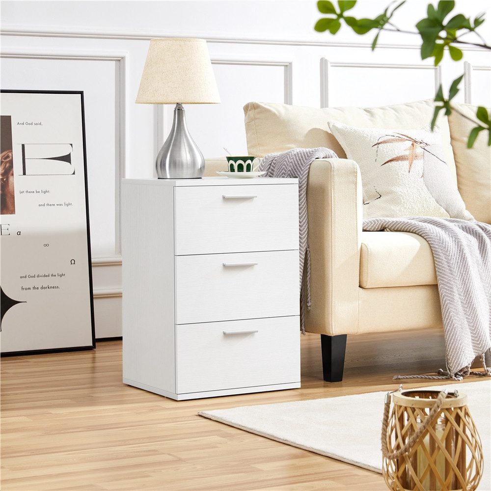 Yaheetech Nachttisch Beistelltisch (2-St), Nachtschrank mit 3 Schubladen, 40 x 35 x 60,5 cm