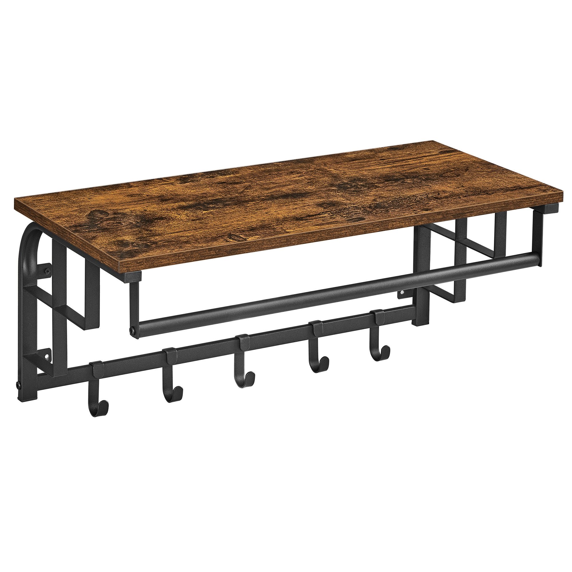 VASAGLE Wandgarderobe, Wandregal mit Haken, Länge 66 - 80 cm günstig online kaufen