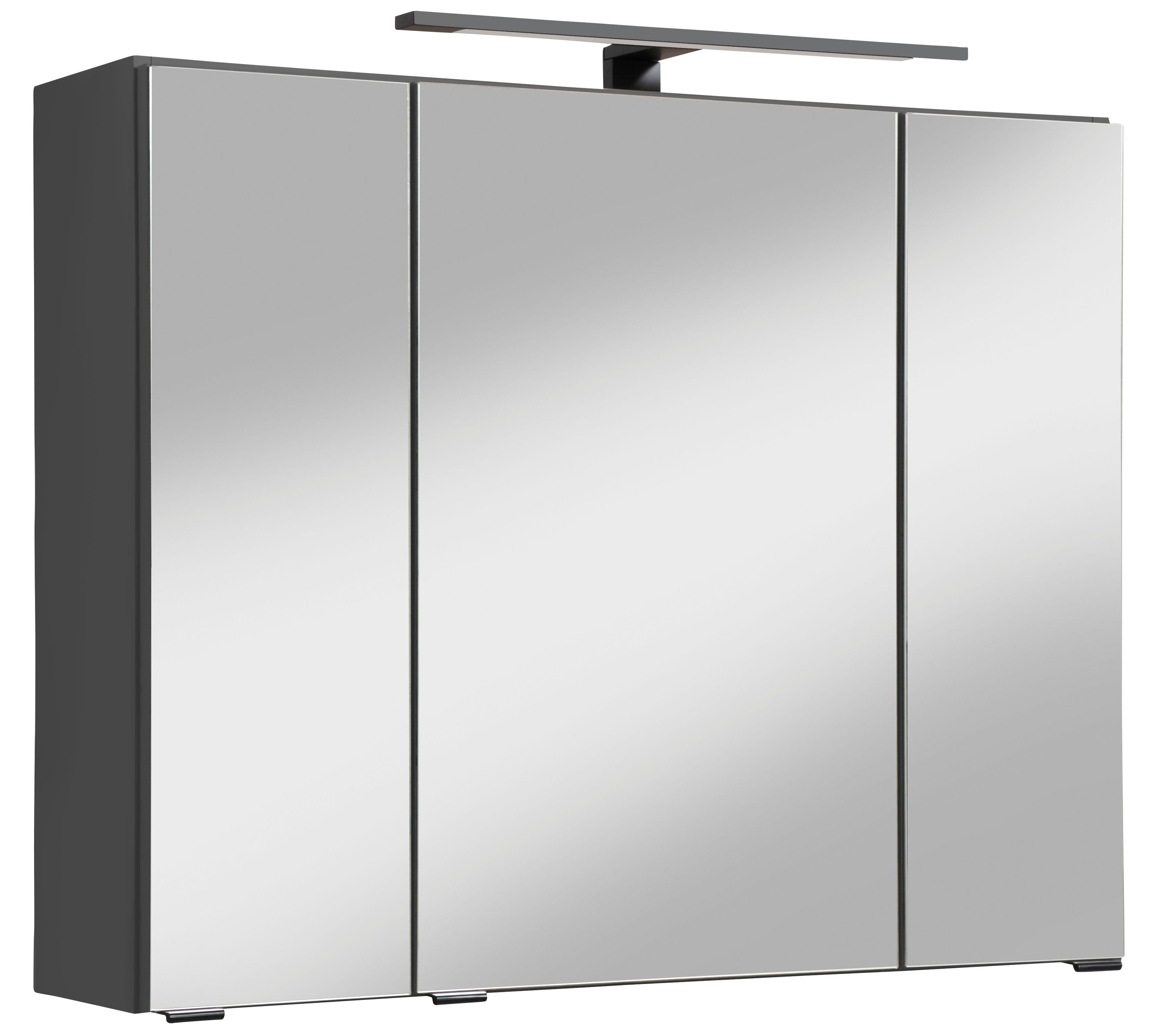 welltime Spiegelschrank Trento, verschiedene Ausführungen und Farben Breite 80 cm, mit 3D-Effekt, Spiegeltüren, Inklusive LED-Beleuchtung