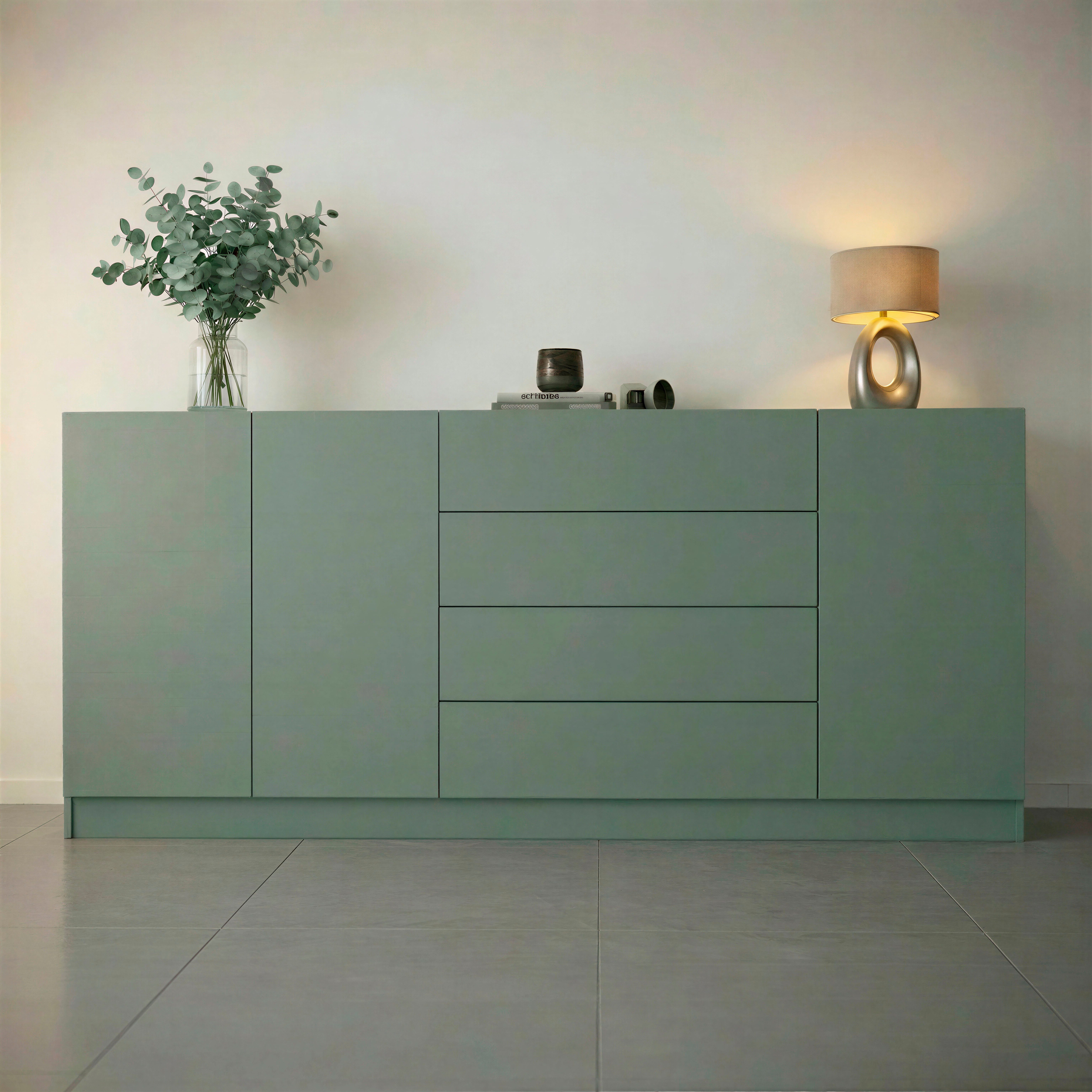 borchardt Möbel Sideboard Vaasa, Kommode mit 3 Türen und 4 Schubkästen auf Kugelführungen, Sideboard Breite 190 cm, Höhe 79 cm, mit Push-to-open-Funktion