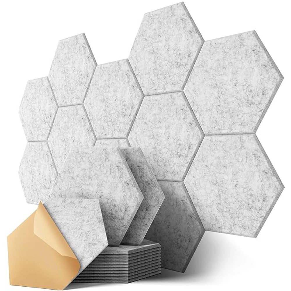 NUODWELL Akustikplatte 12 Stück Hexagon Akustikplatten Selbstklebend, 30x26 günstig online kaufen