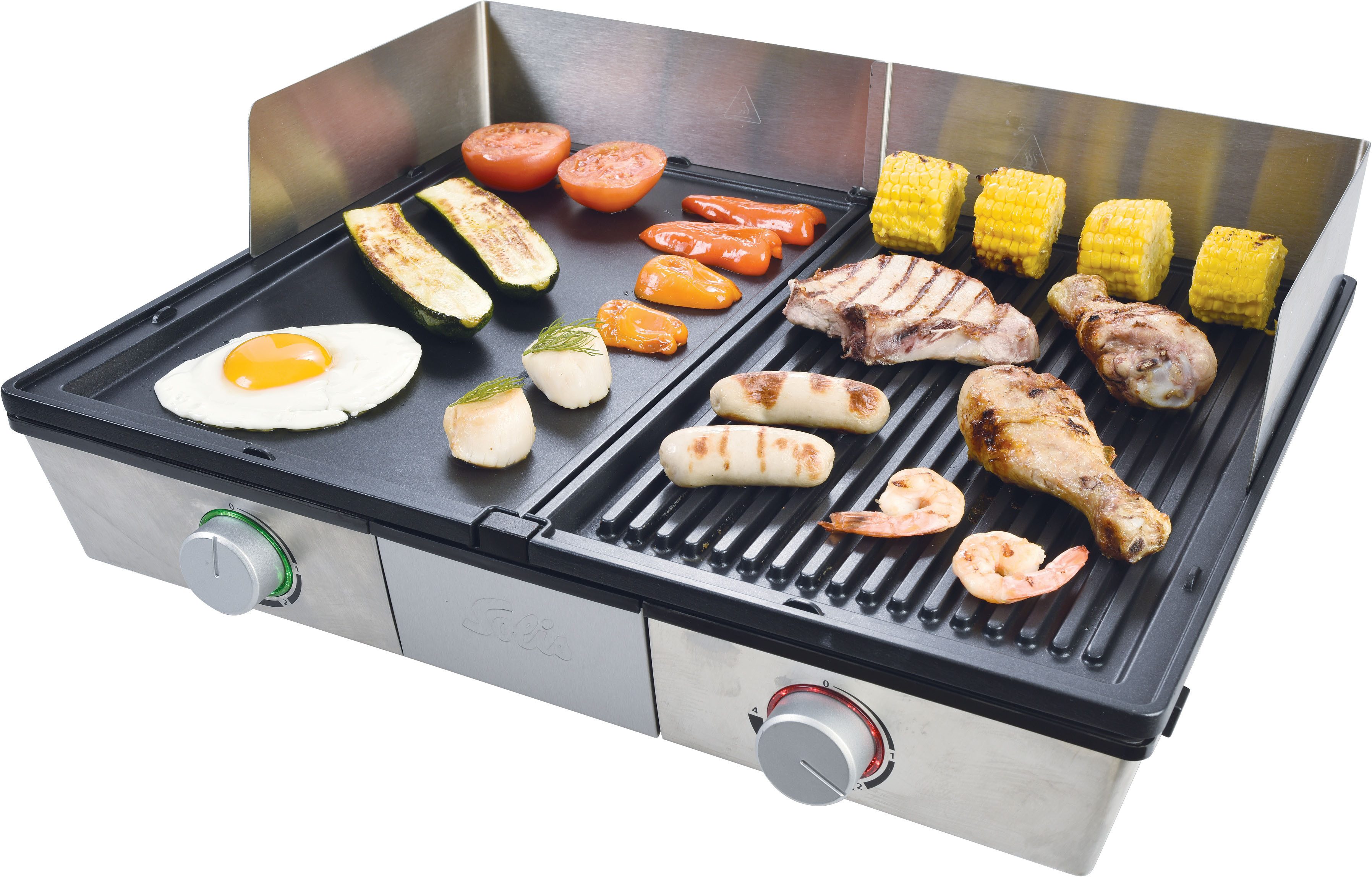 SOLIS OF SWITZERLAND Tischgrill Deli Grill (Typ 7951), 2200 W, Elektrogrill mit abnehmbaren Grillplatten