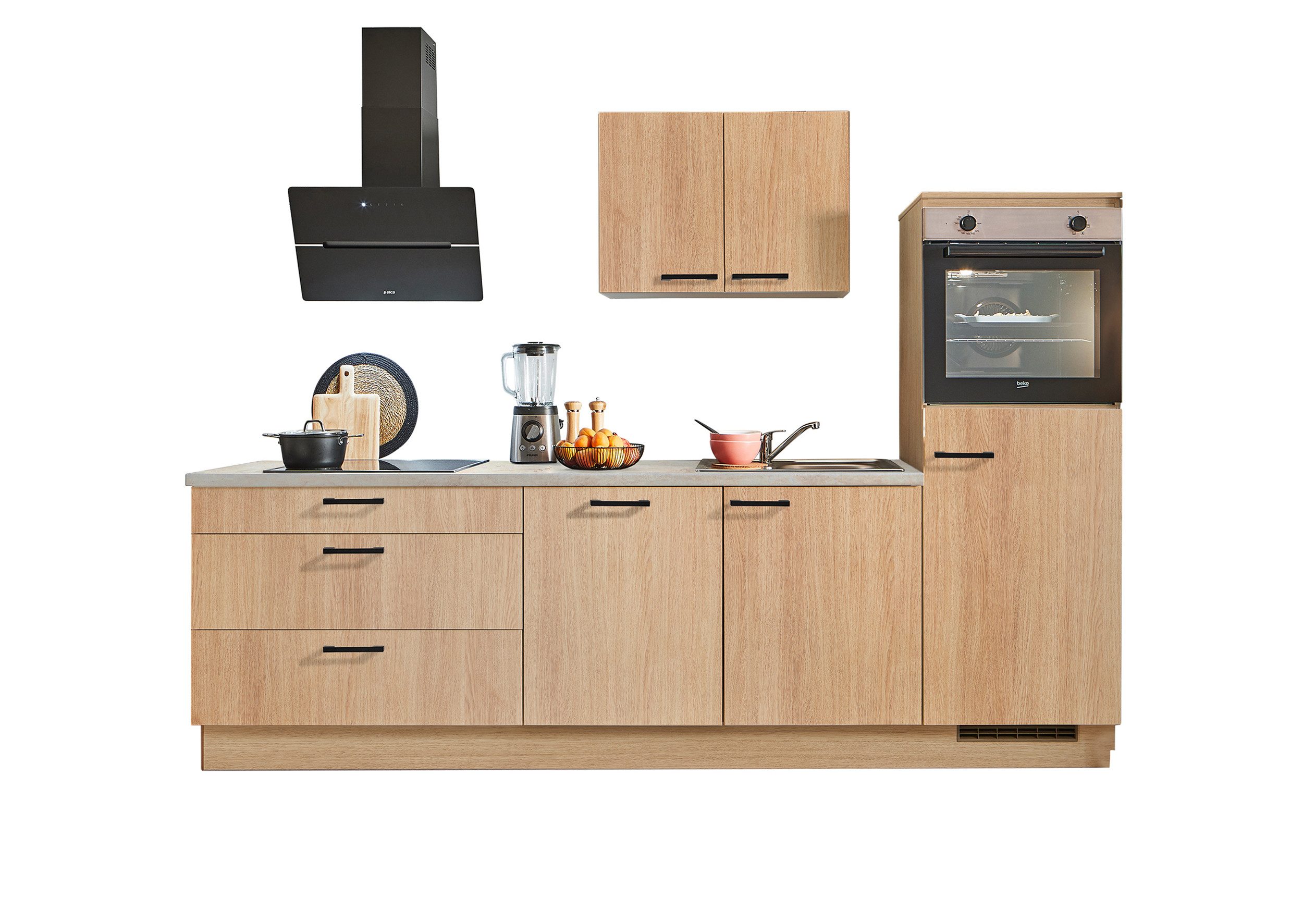 pino Küchenzeile Helsinki, individuell anpassbar, gratis Küchenplanung mit Profis, (Breite 270cm), vormontiert, wahlw. mit E-Geräten, Preis inkl. Lieferung & Montage