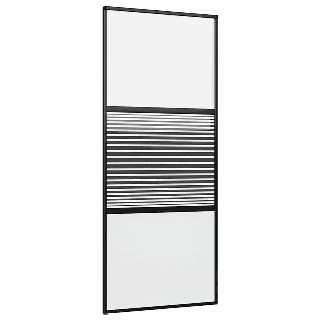 vidaXL Zimmertür 90 x 2 x 205 cm Schiebetür Schwarz 90x205 cm Gehärtetes Glas Aluminium
