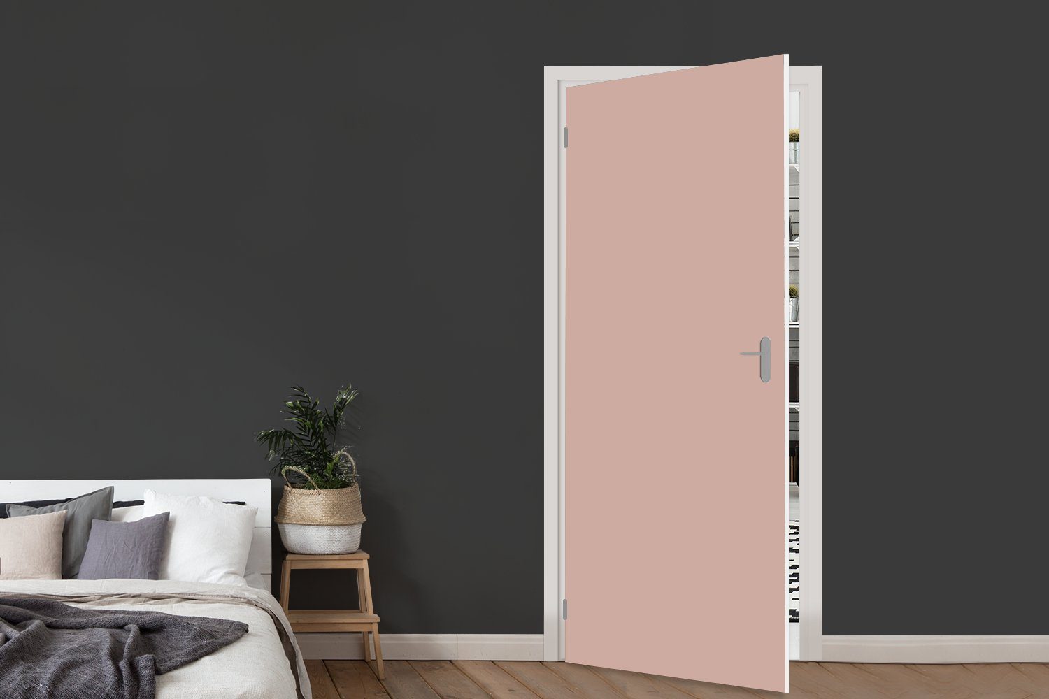 St), Palette Tür, - Einfarbig für 75x205 bedruckt, Matt, MuchoWow - Türaufkleber, Rosa cm Türtapete (1 rosa, Einfarbig - Fototapete