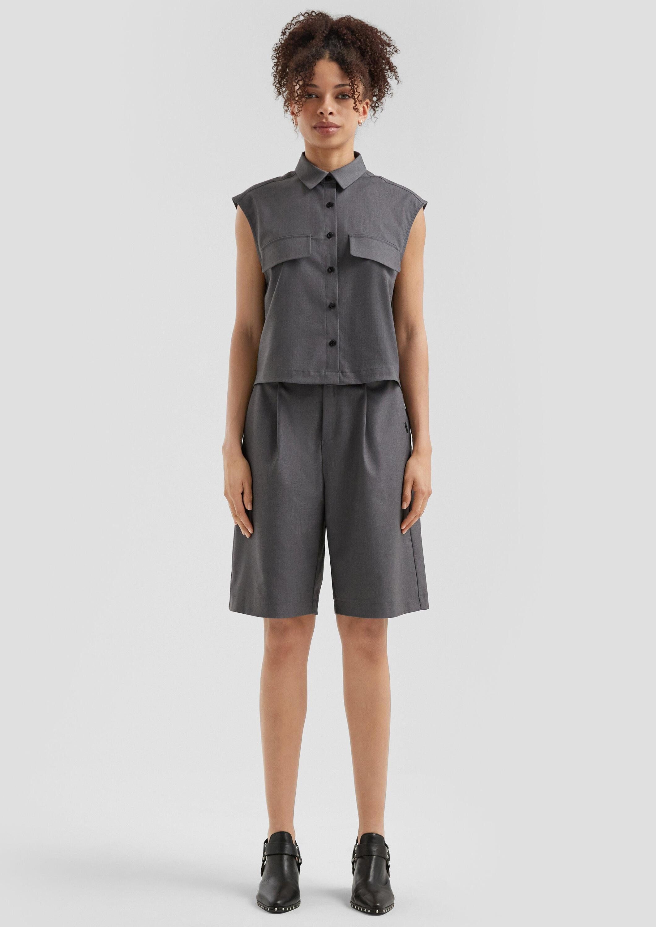 QS Shorts Hose Melierte Bermuda mit Bundfalte günstig online kaufen