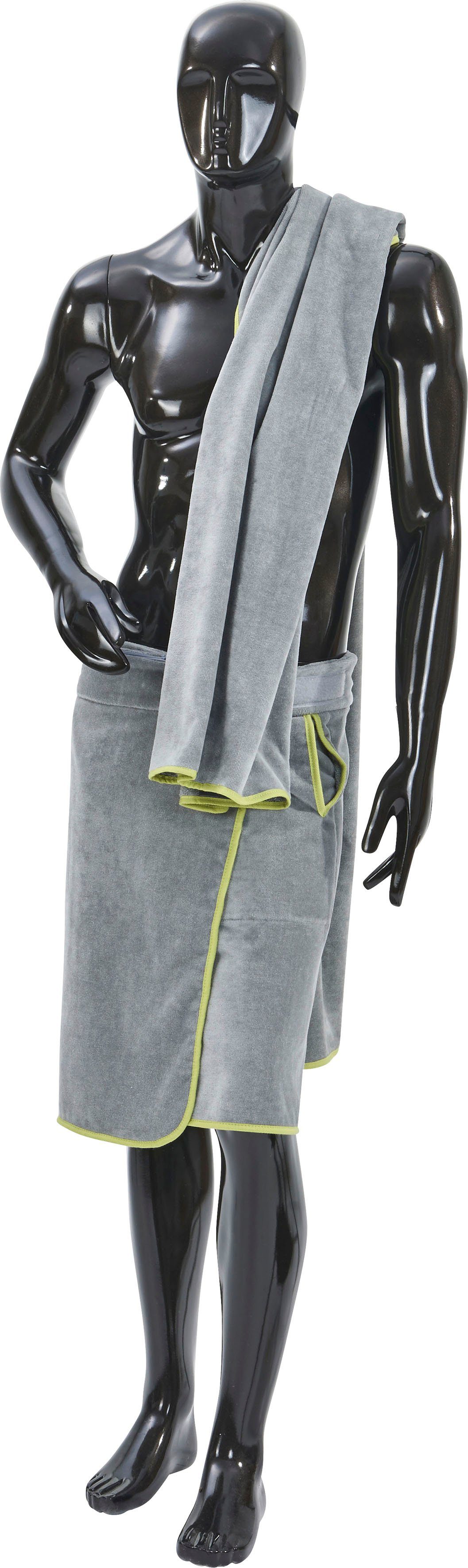 done.® Kilt Kuuma, ideal für Sauna & Spa, Kurzform, Veloursfrottier, mit Klettverschluss und Reißverschluss-Tasche