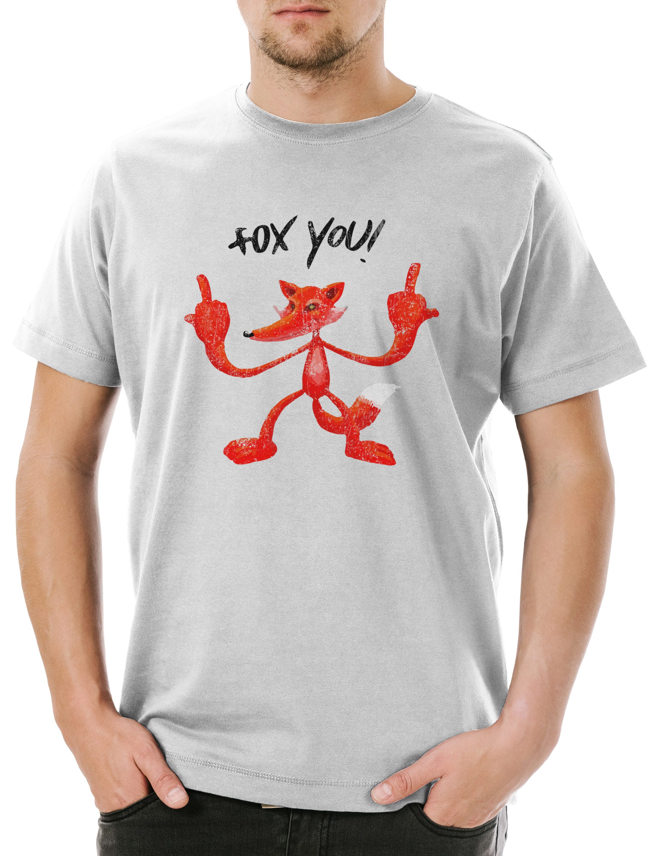 Print-Shirt Urban Backwoods Fox You Herren T-Shirt Hellgrau Größe L