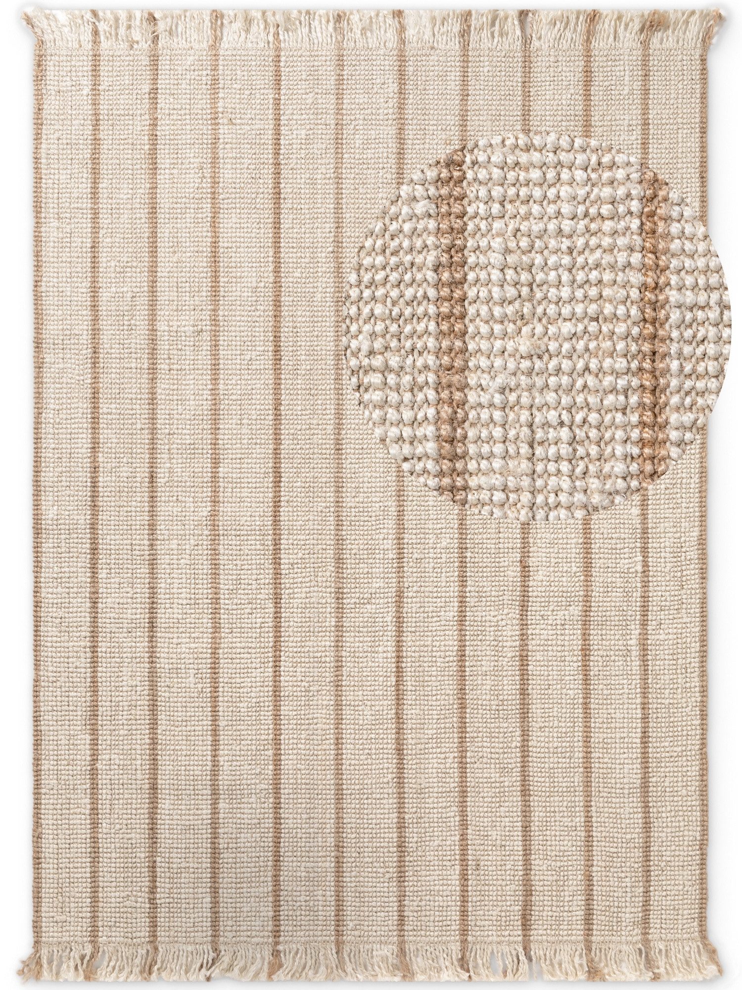ELLE DECORATION Teppich Juteteppich Sierra, rechteckig, Höhe: 10 mm, Jute, Natur, Wohnzimmer, Esszimmer, Schlafzimmer, Flur, Boho, Fransen