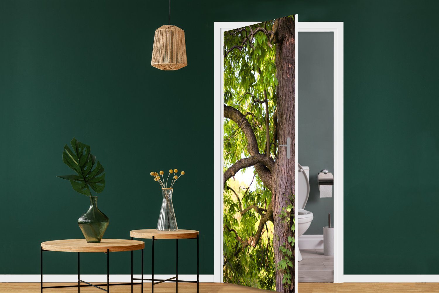 Türtapete (1 75x205 cm Tür, bedruckt, Kastanienbaum Fototapete Türaufkleber, Matt, Frühling, im St), für MuchoWow