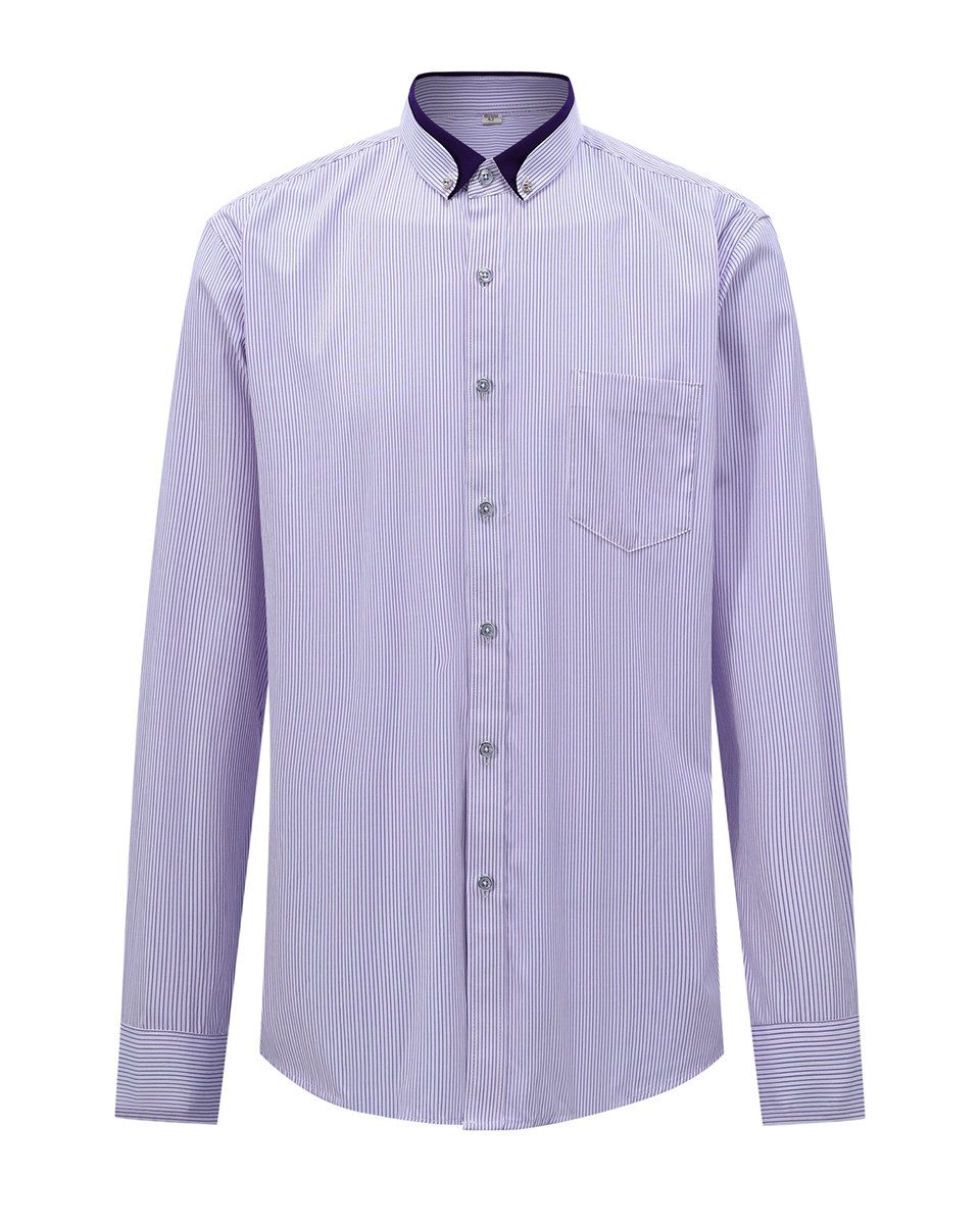 Allthemen Businesshemd Herren Slim Fit Langarmhemd mit Brusttasche Streifenhemd