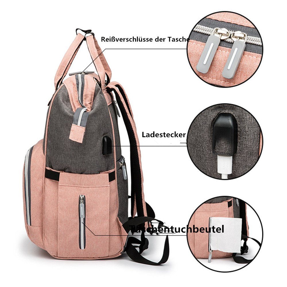 USB,Cityrucksack pink Rucksack für Schule,Arbeit,Freizeit Damen,Baby Rucksack Wickeltasche,Rucksack,Schulranzenmit (Set), XDeer