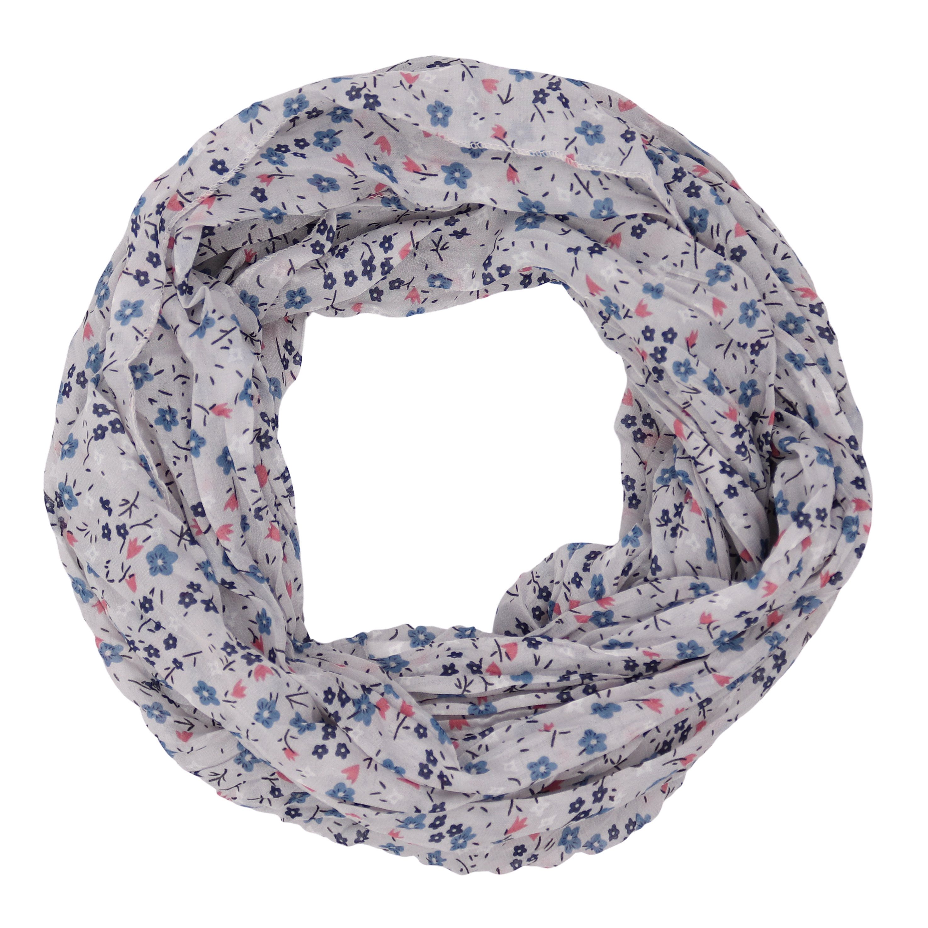 MIRROSI Loop Damen Schal mit Blümchen Muster ca. 45x78cm, Schlauchschal, (Zweimal um den Hals wickelbar), Damen Halstuch Stola ideal für Frühling,Sommer, Herbst