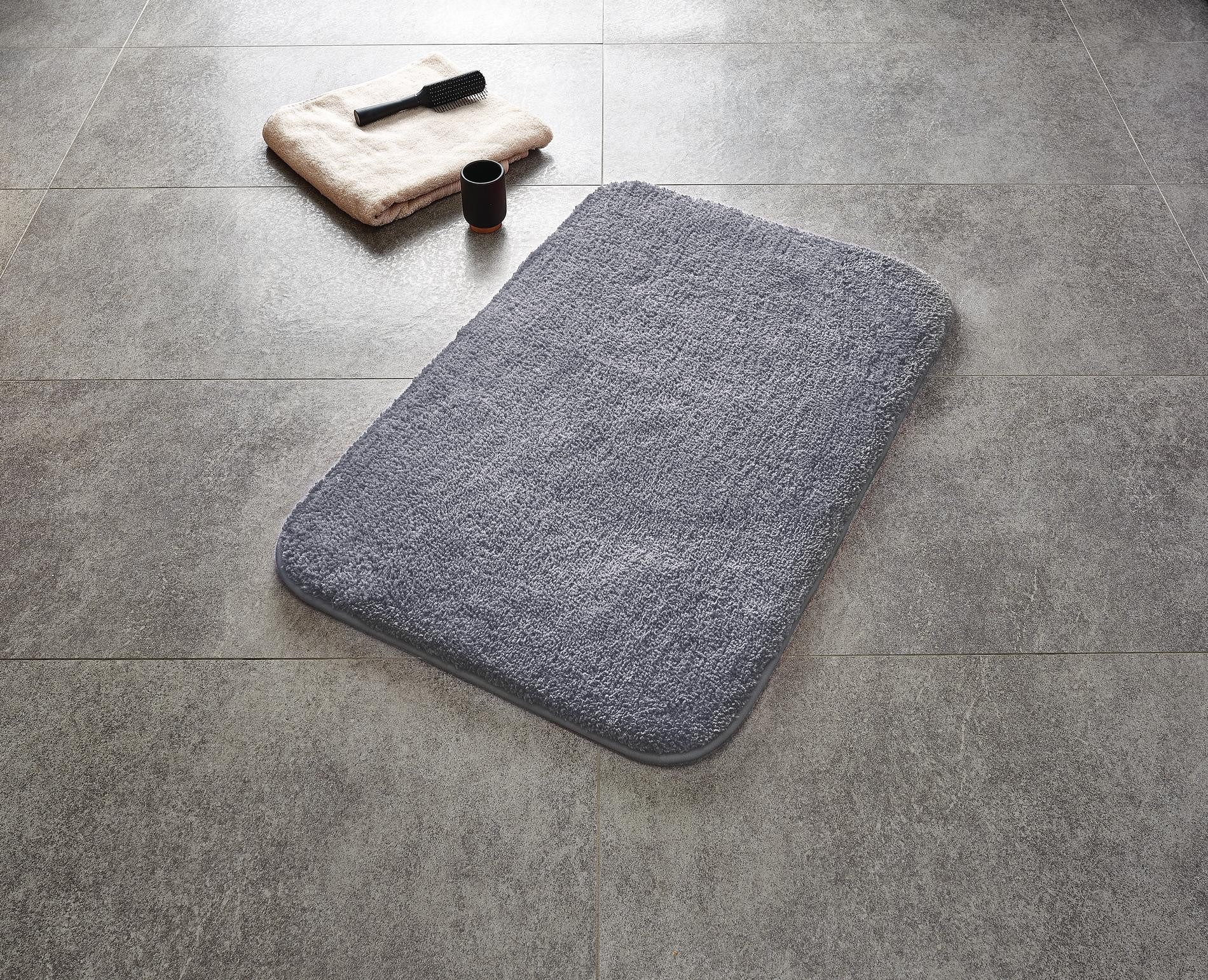 Ridder Badematte Chic grau, Höhe 55 mm, 100% Polyester-Microfaser