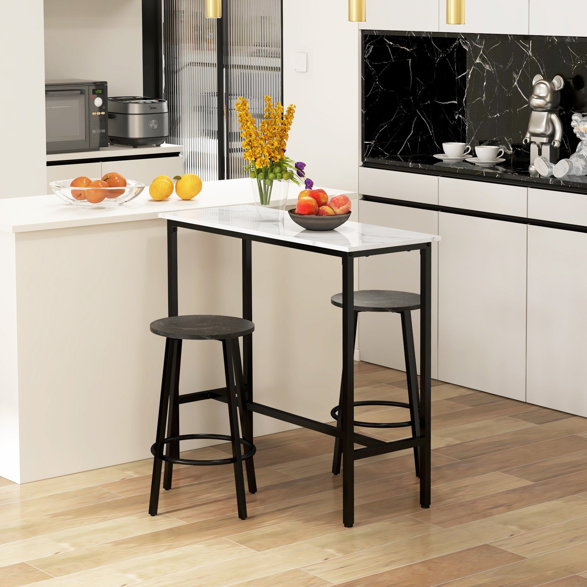 HOMCOM Bargruppe Bartisch mit Barhocker Set, günstig online kaufen