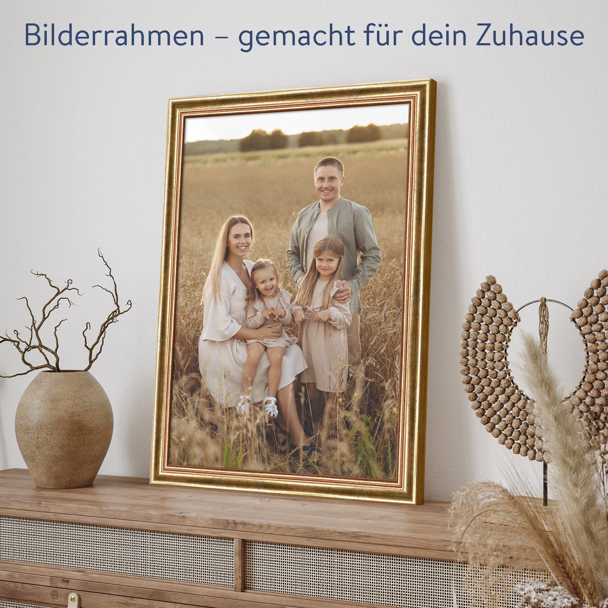 WANDStyle Einzelrahmen H400, Goldener Bilderrahmen 30x45 Holz, Vintage Bilderrahmen Gold 30x45 cm