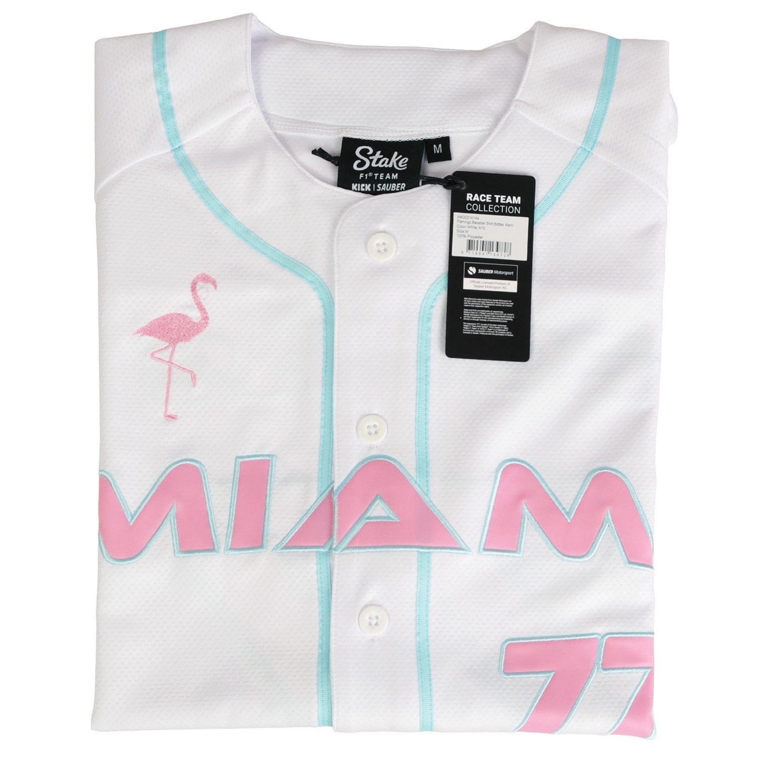 CODE-ZERO T-Shirt T-Shirt Kick Sauber F1 Team Herren Jersey 77 Miami Baseball Shirt Valtteri Bottas Rundhals Kurzarm Shirt Stickerei