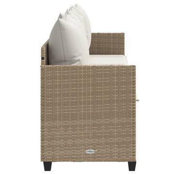 vidaXL Wellnessliege Sonnenliege mit Kissen Beige Polyrattan Sonnenbett