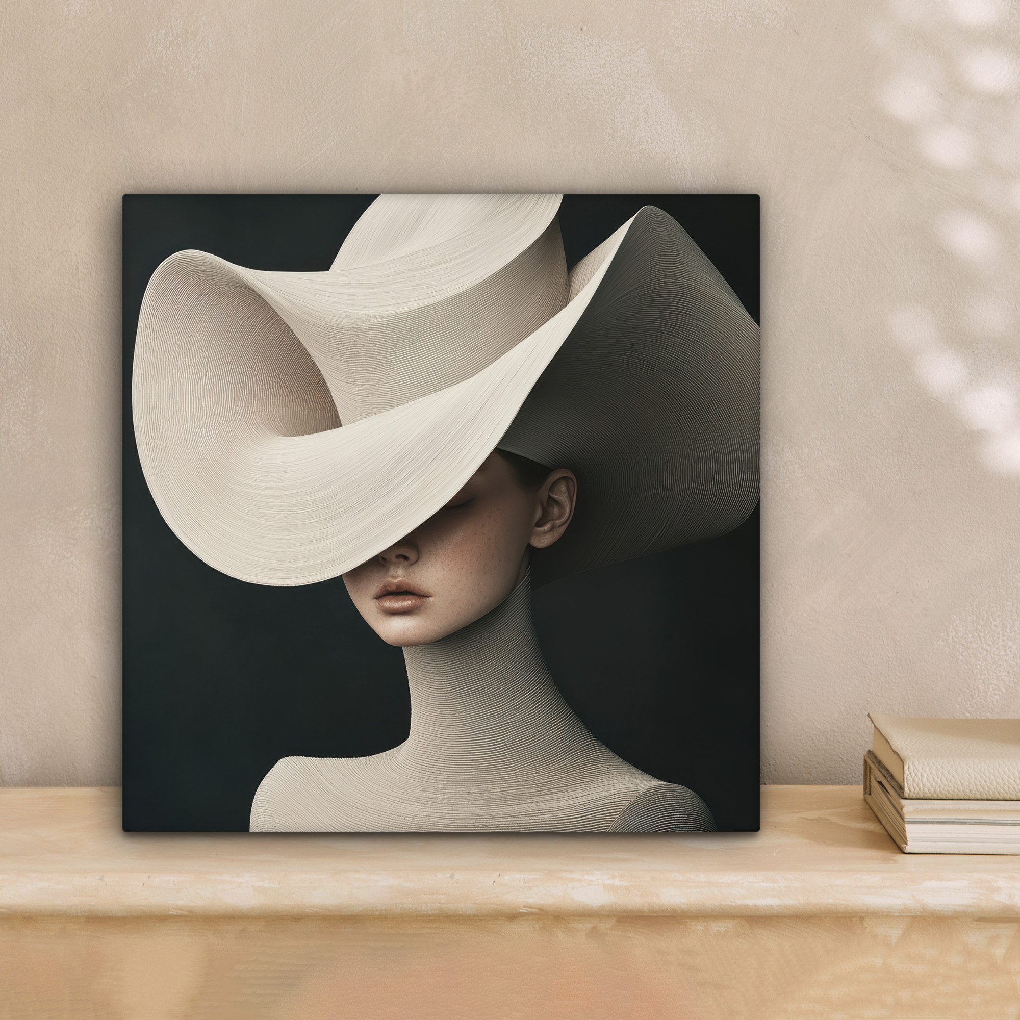 OneMillionCanvasses® Leinwandbild Frau - gewellt - Hut, Fotodruck (1 St), W günstig online kaufen