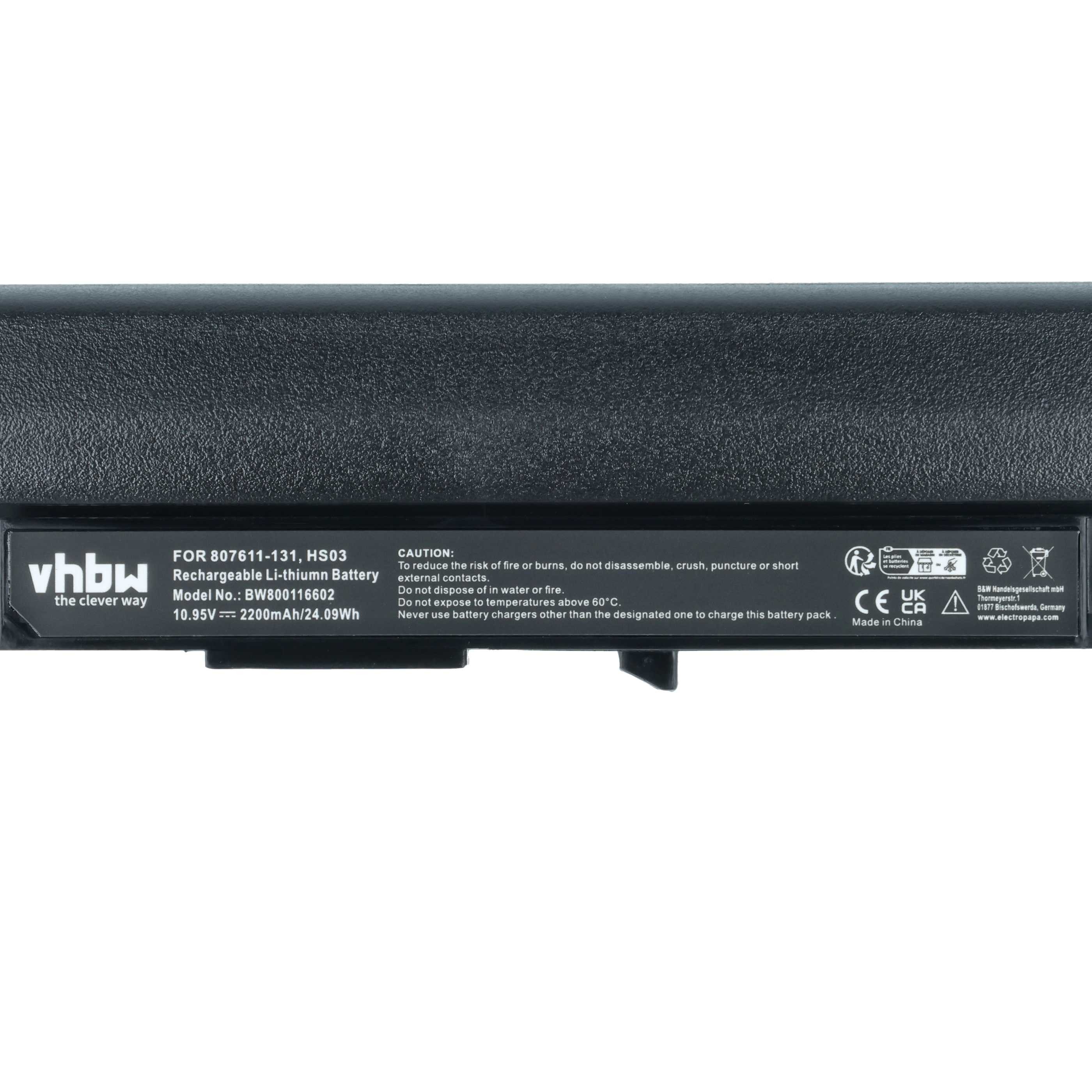 vhbw Ersatz für HP HS04, 807612-831, 807956-001, HS03031, 807957-001, HS03, Laptop-Akku Akku Li-Ion 2200 mAh (10,95 V, 1 St), Leistungsfähiger Austausch-Akku fü – Bild 5 von 5