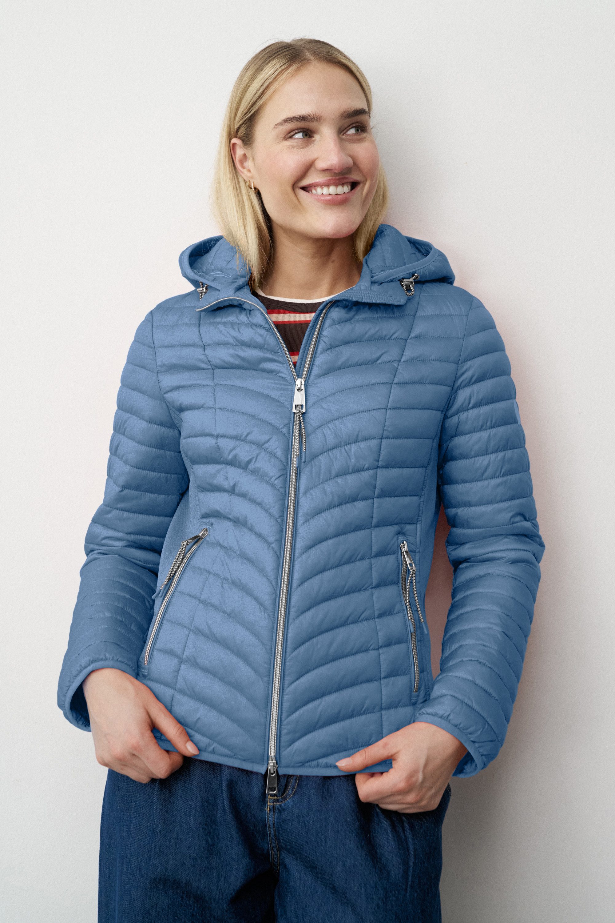 Barbara Lebek Steppjacke leichte Übergangsjacke oder Frühlingsjacke mit abnehmbarer Kapuze