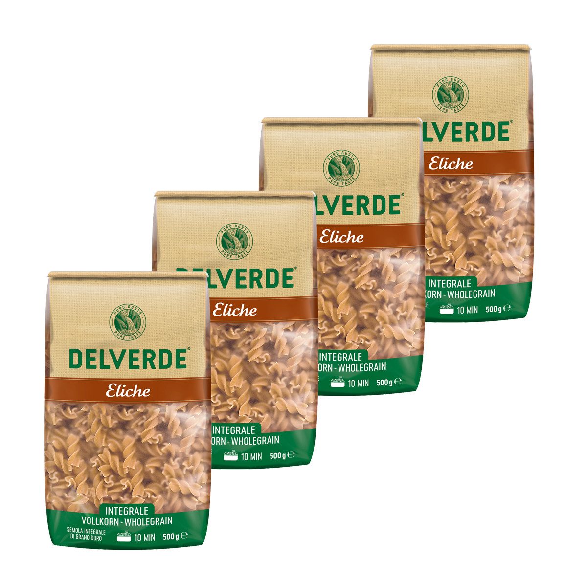 DELVERDE Nudeln, Delverde Vollkorn Eliche Integrale Vollkorn Nudeln 500g 4er Pack
