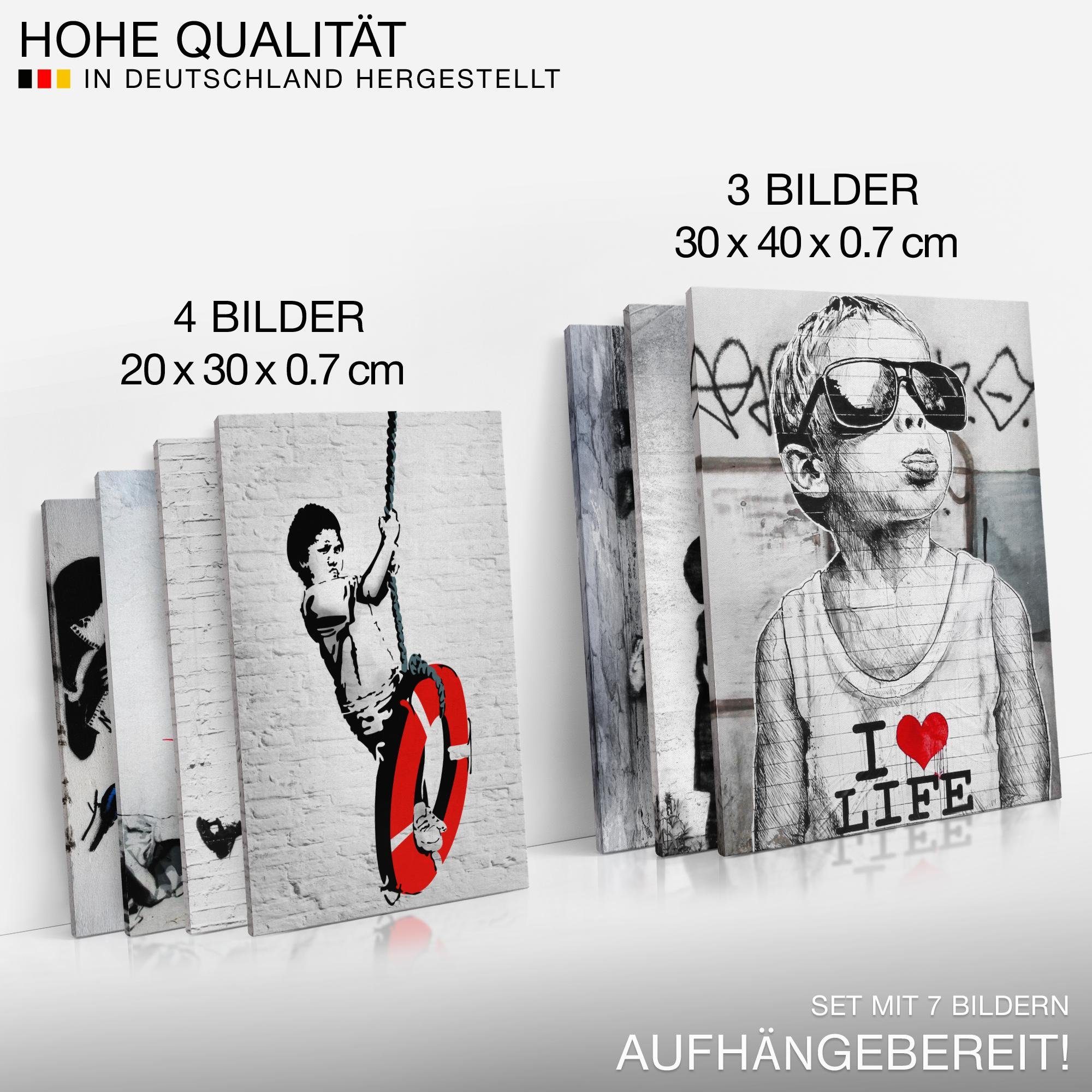 Novart Wandbild Wandbilder Banksy Collage Street Art Wohnzimmer Loft, Kinder, ‎