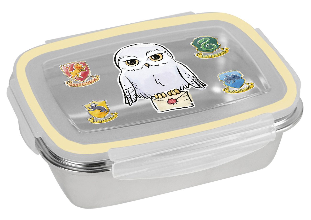 Geda Labels GmbH Lunchbox Harry Potter Eule, Edelstahl, (1-tlg), Gelb, 550ml, spülmaschinengeeignet (Nur Behälter, ohne Deckel)