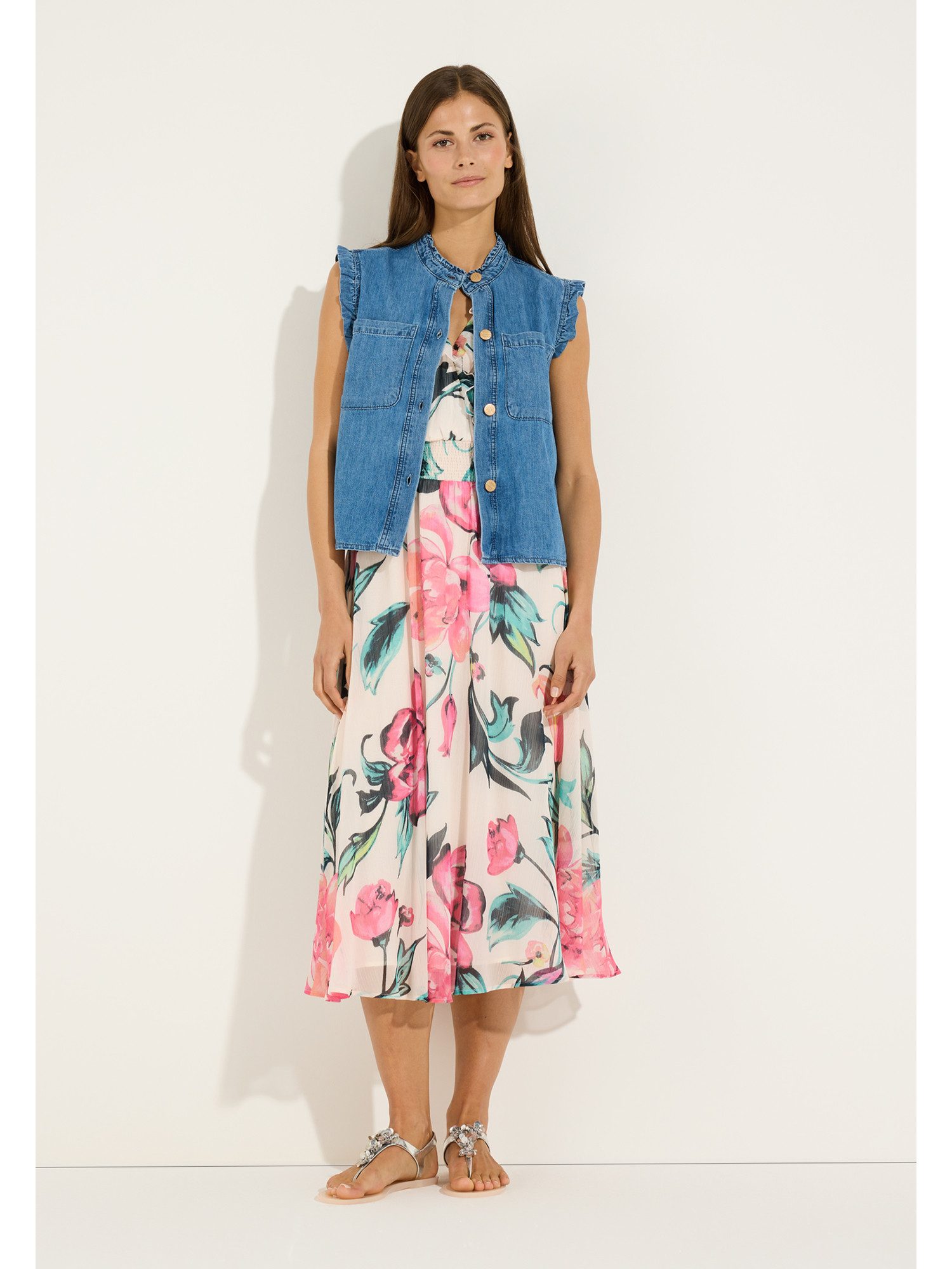 MORE&MORE Blusenkleid feminines, florales Midi-Schlupfkleid