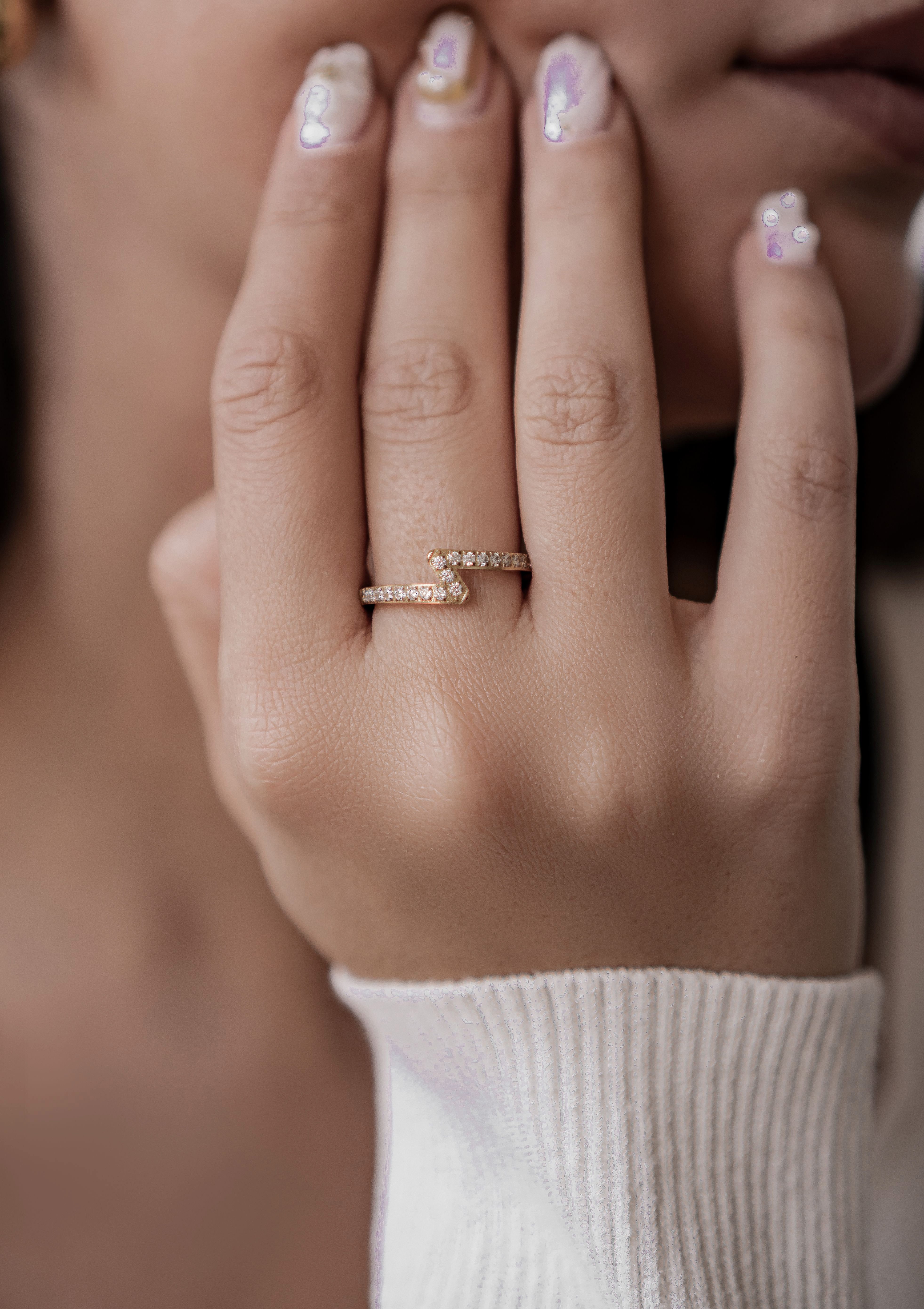Hey Happiness Fingerring Statement Blitz mit Zirkonia, Vergoldeter Ring Zic günstig online kaufen