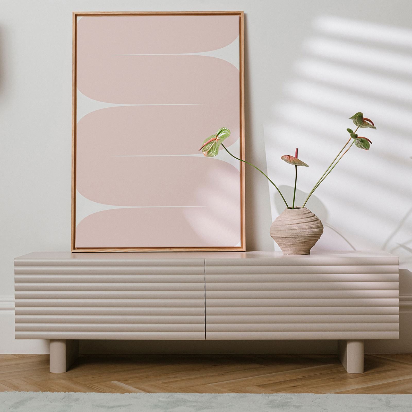 IDIMEX Lowboard TURKU, Tv Schrank mit Lamellenfronten und Stauraum Kaschmir