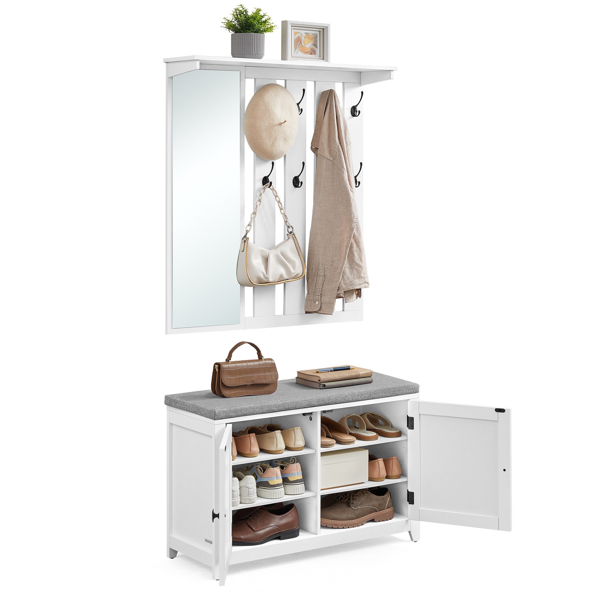 VASAGLE Schuhbank, Schuhbank Wandgarderobe Set, Garderobe günstig online kaufen