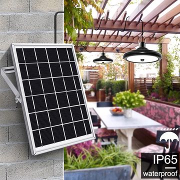 Fine Life Pro LED Solarleuchte, Solar Lampe Outdoor mit 5M Kabel, Tageslichtweiß, Extra-warmweiB, 12W Solar-Doppellampe LED Außen-Deckenleuchte Solar Pendelleuchte
