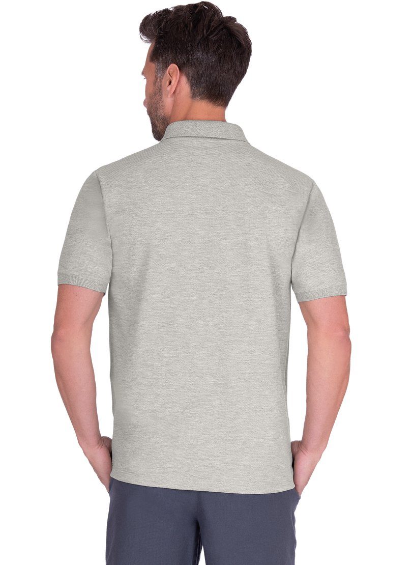 Trigema Poloshirt TRIGEMA grau-melange Polohemd Brusttasche mit