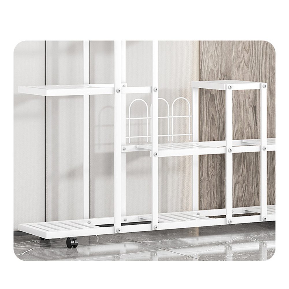 GarveeMore Blumenständer Pflanzenständer Blumenständer Schmiedeeisen Rack Organizer mit Rädern, Ecke mehrere Pflanzer Veranstalter Für Zimmer Ecke Balkon Garten – Bild 5 von 5
