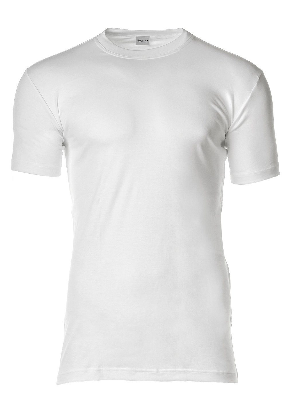 Novila T-Shirt Herren American-Shirt - Rundhals, Natural Weiß Comfort