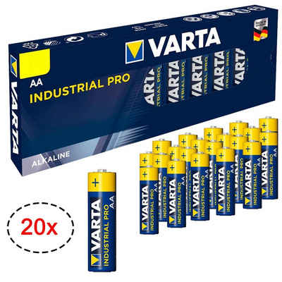 VARTA 20er Pack AA Industrial Alkaline Mignon Batterie, (1,5 V, 20 St), Made in Germany Batterien 1,5V für Taschenlampe Spielzeug Wand Uhr