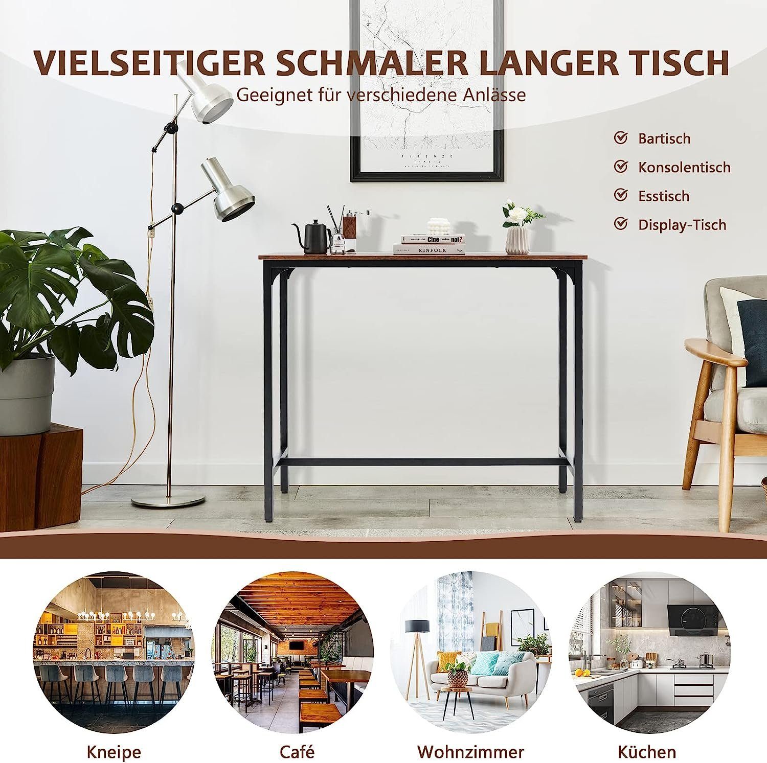 Konsolentisch KOMFOTTEU Industrie-Design Bartisch, cm Langer, 120