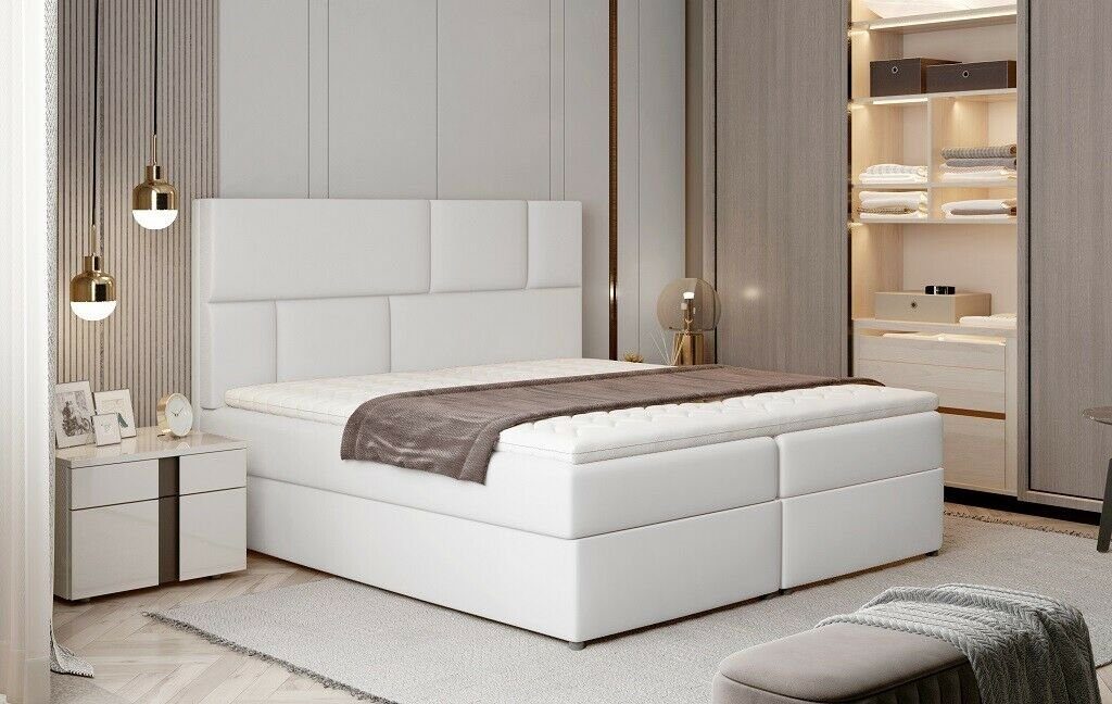 JVmoebel Boxspring Polsterbett Bett, Luxus Weiß Bett Betten Designer Designerbett