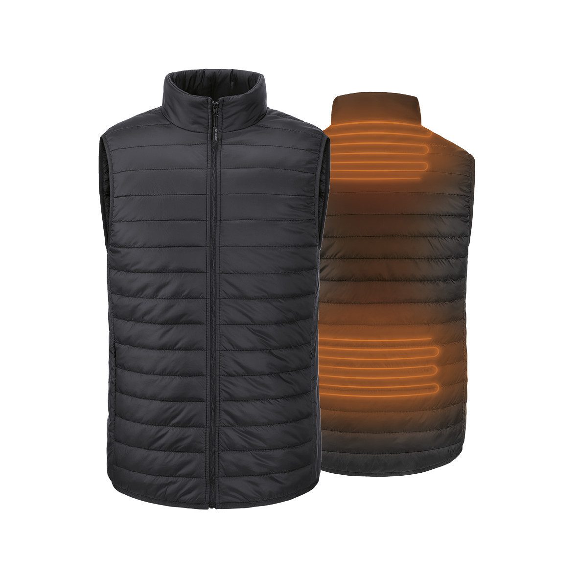 30seven Steppweste beheizte Weste - Regular Fit Herren - Schwarz 7,4V Set inkl. Powerbank & Ladegerät