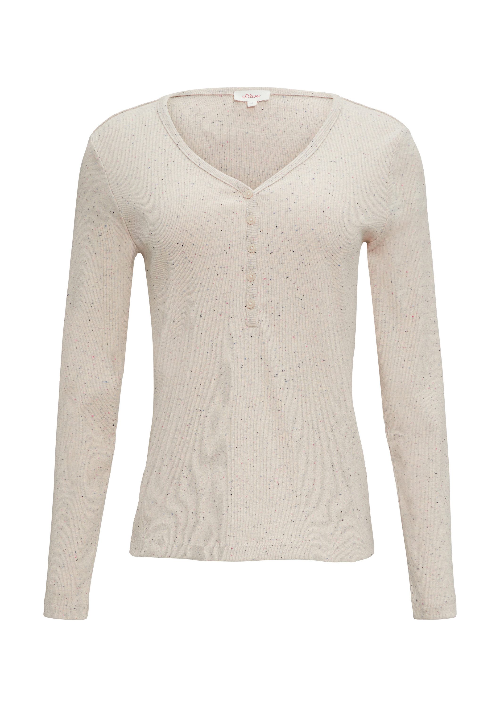 s.Oliver Langarmshirt T-Shirt Geripptes Henleyshirt aus günstig online kaufen